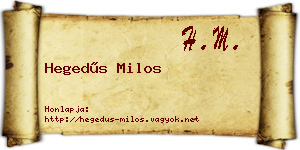 Hegedűs Milos névjegykártya