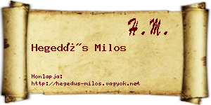 Hegedűs Milos névjegykártya