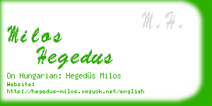 milos hegedus business card